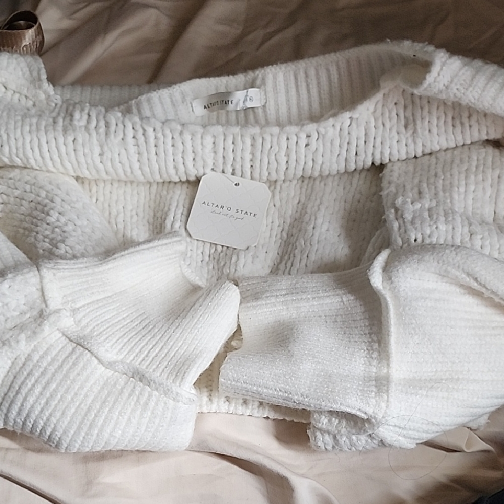 Altar'd State Off-the-Shoulder Cream Sweater